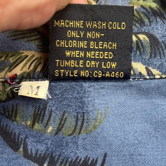 Vintage Hawaiian Shirt Men’s Medium Blue Short Sleeve Island and Palm Tree Print - Picture 5 of 8